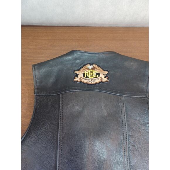Vintage Harley-Davidson Natal Leather Motorcycle Apparel Vest Size Large Long - Picture 4 of 15